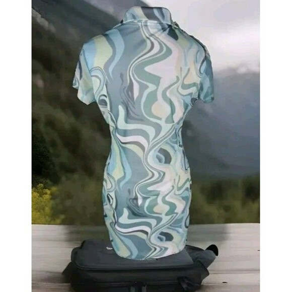 Birch And Stone Y2K Mini Dress Size L Paisley Button Short Sleeve - Picture 5 of 9